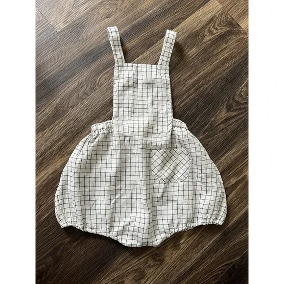 Soor Ploom Oona Romper Graph Paper Linen 6Y‎ NEW